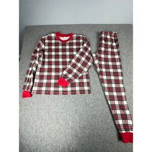 Pottery Barn Kids Plaid Pajama Set Long Sleeve Pants Size L Cozy Cotton